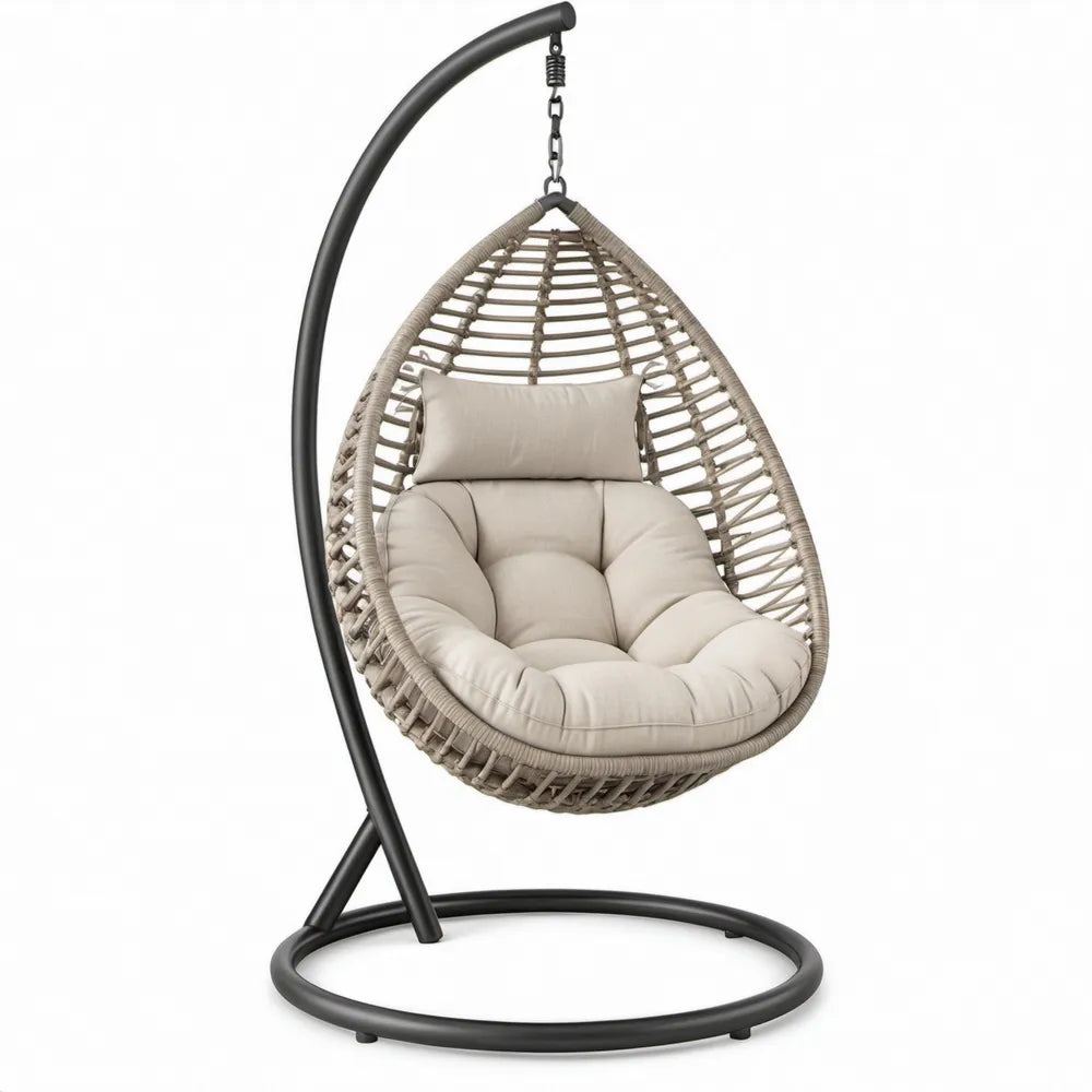 Hangstoel met standaard 104 x 118 x 196 cm Beige/Taupe/Zwart