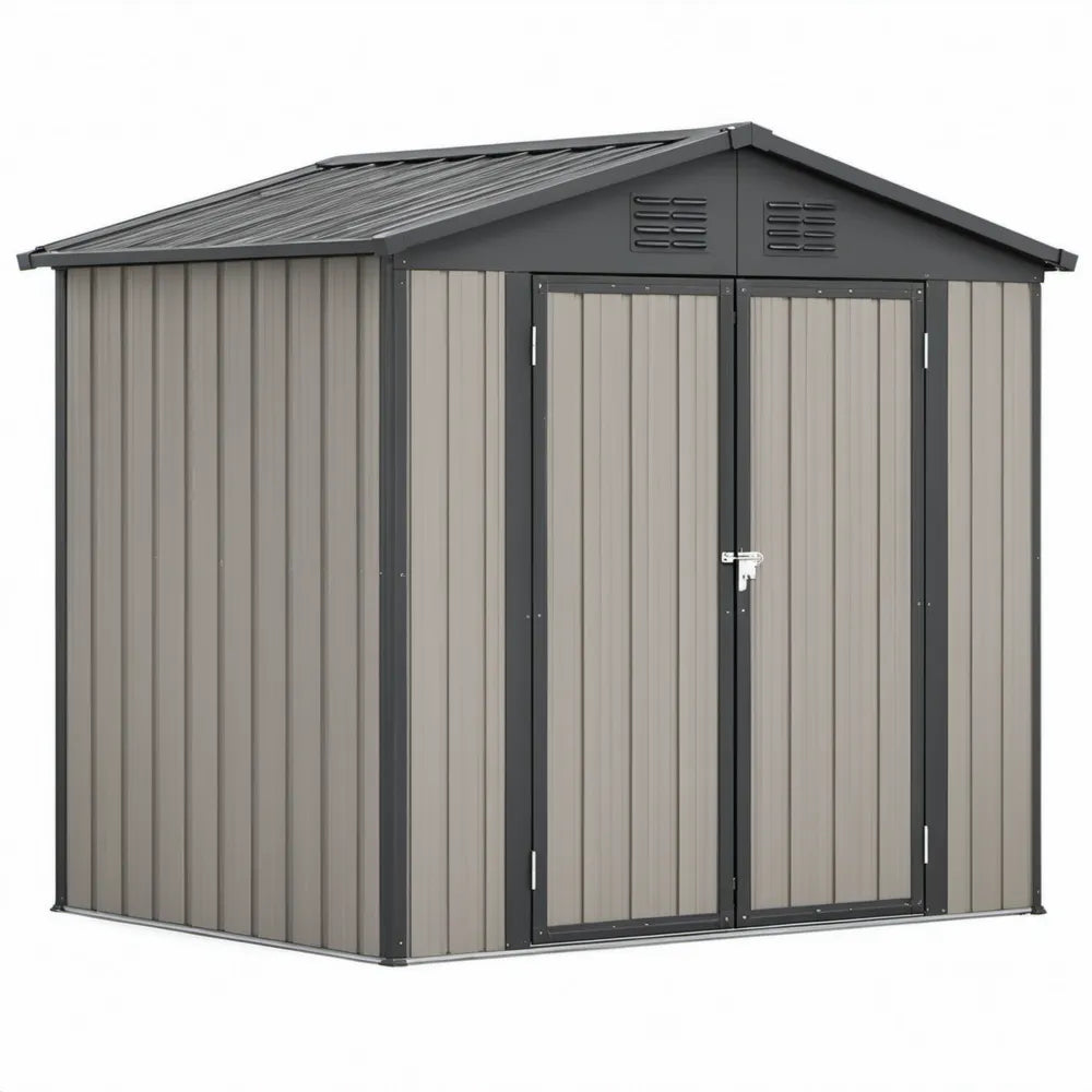 Metalen tuinschuur 213 x 191 x 195 cm taupe en antraciet