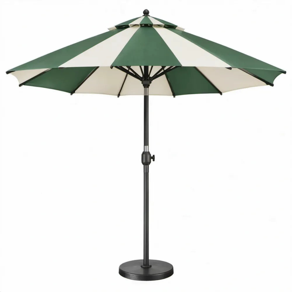 Ronde tuinparasol met voet 270 x 245 cm groen/crème