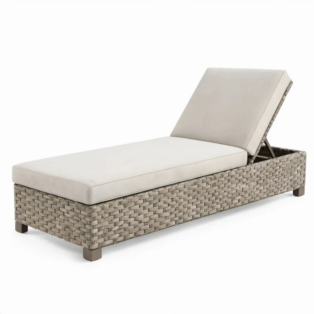 Verstelbaar ligbed met kussens, 200 x 70 x 35 cm, grijs/crème