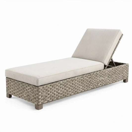 Verstelbaar ligbed met kussens, 200 x 70 x 35 cm, grijs/crème