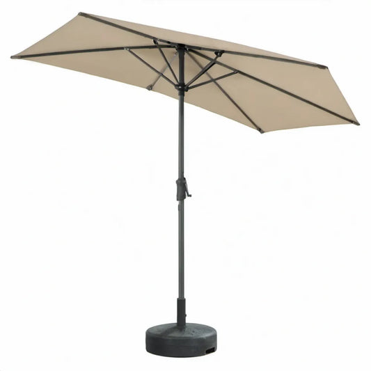Rechthoekige tuinparasol 300 x 200 x 245 cm beige met zwart stalen frame en ronde voet