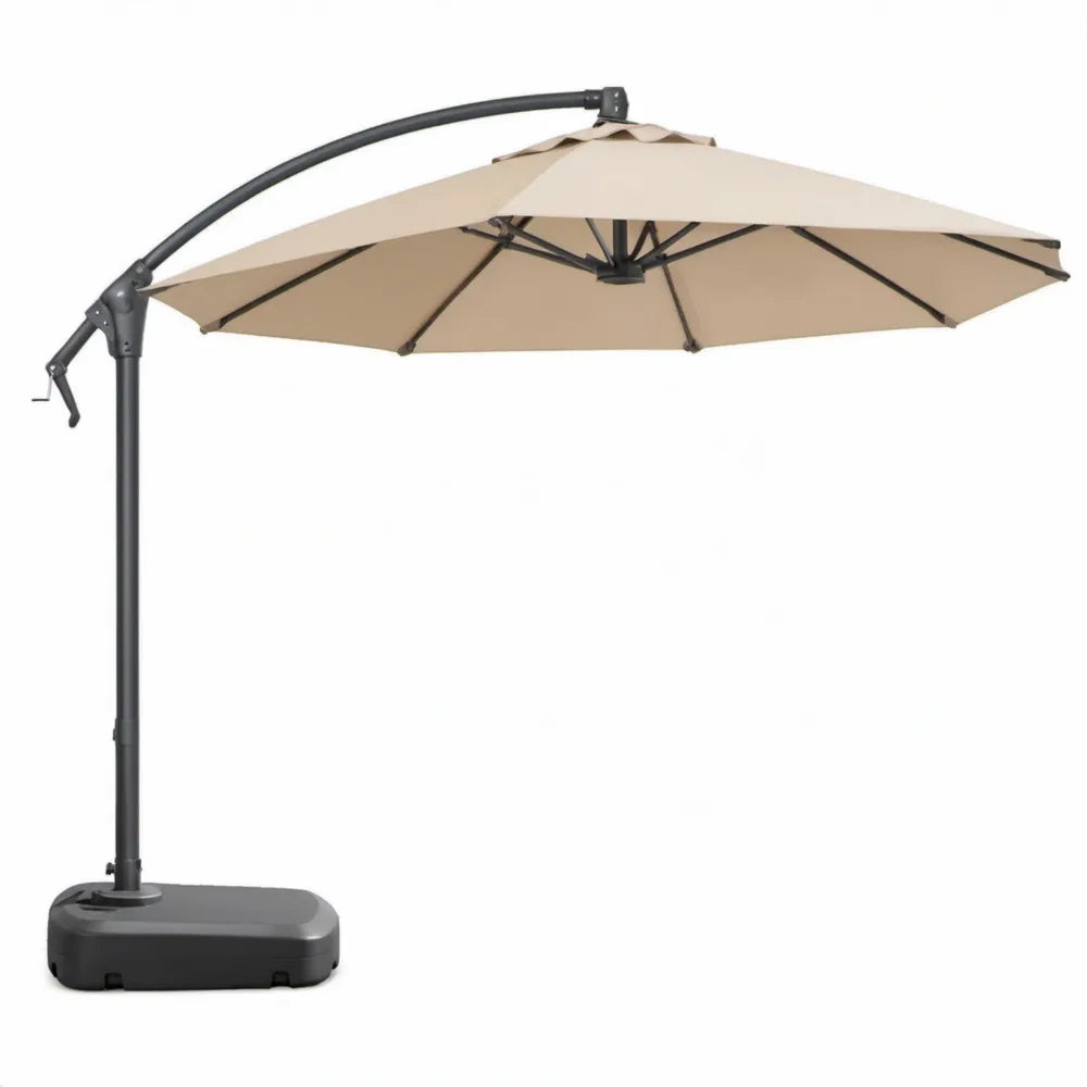 Vrijhangende zweefparasol met voet 300 x 300 cm beige en zwart