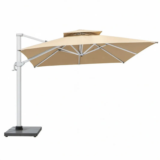 Vrijhangende rechthoekige zweefparasol 300 x 400 cm Beige met aluminium frame