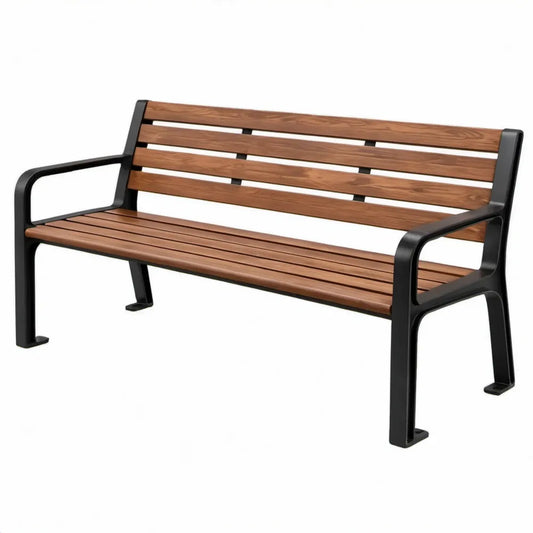 3-zits tuinbank 150 x 60 x 80 cm Bruin/Zwart met houtcomposiet en gepoedercoat staal