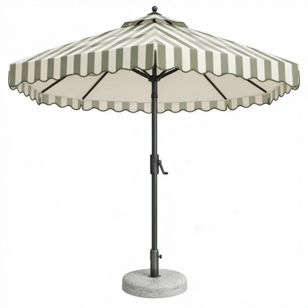 Ronde tuinparasol Ø 270 x H 250 cm in Crème/Groen met stalen mast en betonnen voet